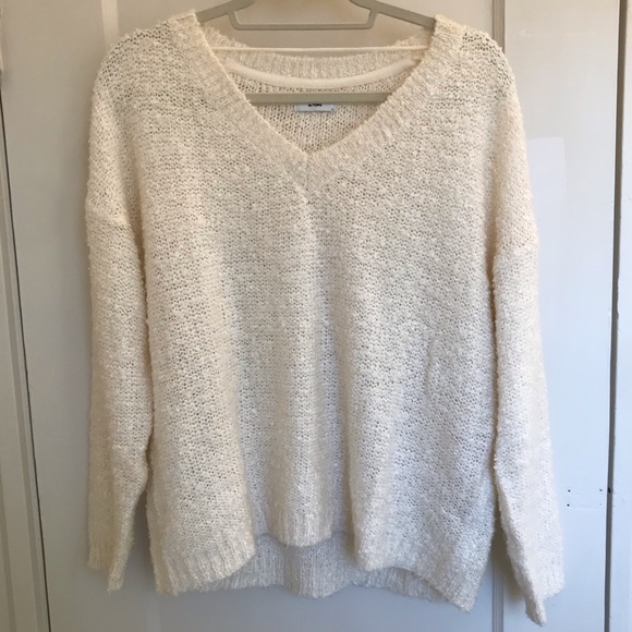 ASOS Sweaters - Fuzzy Cream V-Neck Sweater | JDY